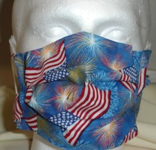 USA cotton Face mask, face cover, handmade with Fireworks Flags Fabric FAST SHIP