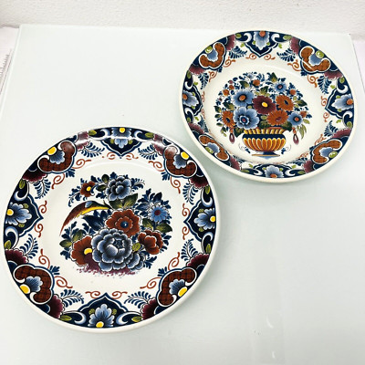 OUD Delft Niederlande 2 Wandteller Schale Polychrom Ø 19 cm + 17,5 cm