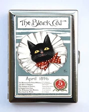 The Black Cat Red Bow Tie Cigarette Case Wallet Business Card Holder