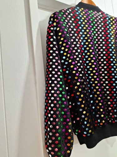 Pacific ID Resort Collection Rainbow Sequin Womens Bomber Jacket Polka Dots - Picture 7 of 9