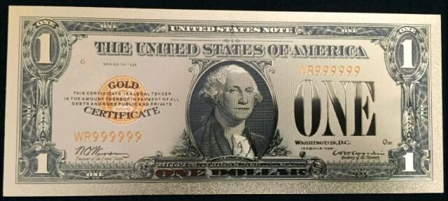 OLD STYLE "GOLD" $1. and $10.00 GOLD CERTIFICATE Banknote W/COA~STUNNING DETAIL