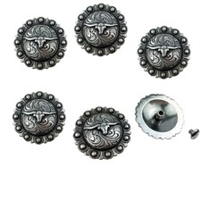 Set of 6 WESTERN HORSE TACK ANTIQUE LONGHORN BERRY CONCHOS 1-1/4" SCREW BACK