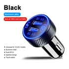36W USB Car Charger Adapter Dual QC 3.0 Phone Fast Charging Socket With Blue LED