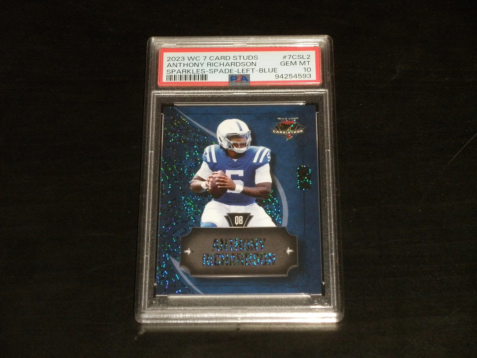 Anthony Richardson Wild Card 7 Card Studs #7CSL2 Sparkles Foil-Spade-Left-Blue
