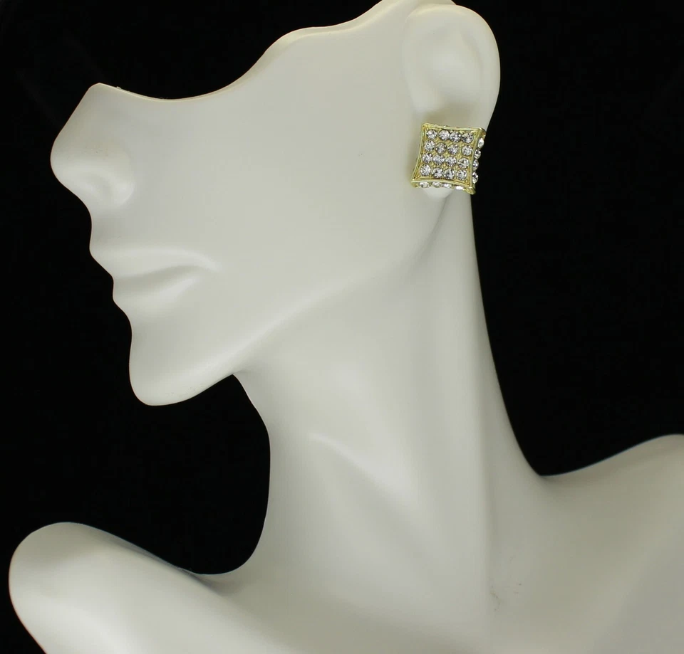 Pendientes de cometa medianos para hombre pantalla plana circonita helada tachuelas de 12 mm enchapados en oro de 14 k Hip Hop Foto 2 de 4