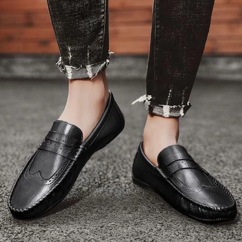 Leather Loafers Men Casual Shoes Moccasins Slip on Flats Fashion Driving  Shoes