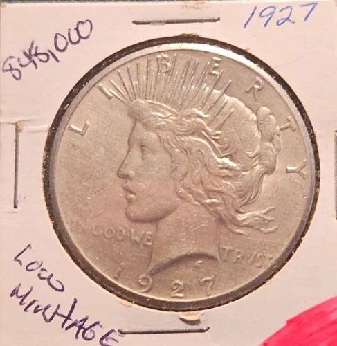 1927 UNCIRCULATED PEACE SILVER DOLLAR *RARE* LOW MINTAGE 848,000
