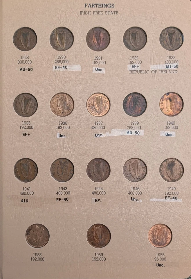 Complete Dansco 7371 Ireland Farthing - Half Penny - Penny 1928-1968 ~ 55 Coins - Image 4 of 4