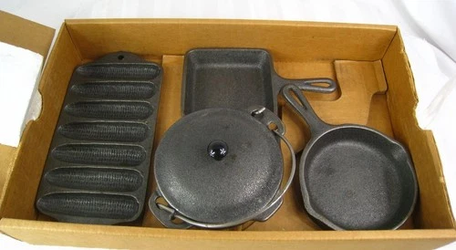1991 Wagner Cast Iron Cookware 100 Year Anniversary 5 Piece Miniature Boxed Set