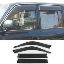 WELLVISORS Side Window Visors w/ Black Trim Rain Guard LandCruiser 1991-1997