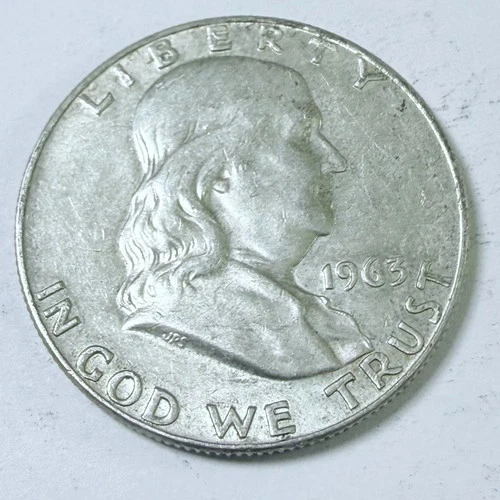 1963 D Franklin Half Dollar, 90% Silver Circulated Coin #7384