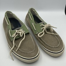 Men s Sperry Top Sider Bahama Boat Shoes Size 13- Gray And Green Canvas. VGUC