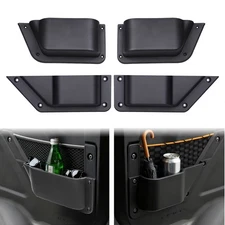 Front & Rear Door Storage Pockets For 2021-2024 Ford Bronco 4 Door, Matte Black