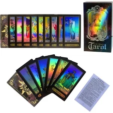 78 Surface Laser Tarot Cards with English Instructions Book for Beginners