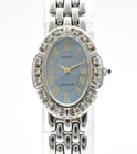 Vintage [N MINT] SEIKO Exceline 1F20-6D80 18P Diamond Blue Quartz Ladies Watch