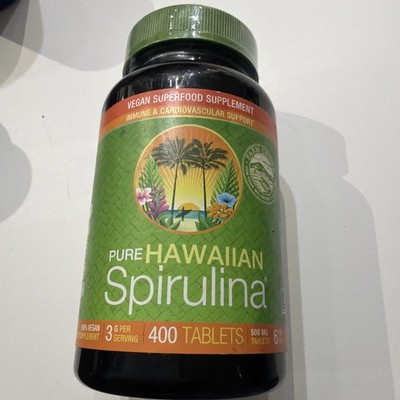 Pure Hawaiian Spirulina 400 Tab Natural Superfood Tablets for Immune 4/2028
