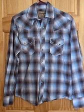 Wrangler Retro Blue Plaid Pearl Snap Long Sleeve Western Shirt Unisex Youth S
