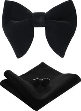 Bow Ties for Men Pre-Tied Bow Tie Vintage Tuxedo Oversized Velvet Bow Ties Cuffl