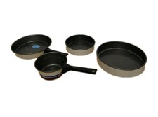 Aluminum Specialty 4-piece Toy Baking Set, Beige with Blue and Brown Stripes 4