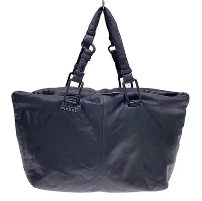 Sac fourre-tout Diesel en cuir d'agneau noir pour femmes, sac à main à une ba... - Photo 1/4