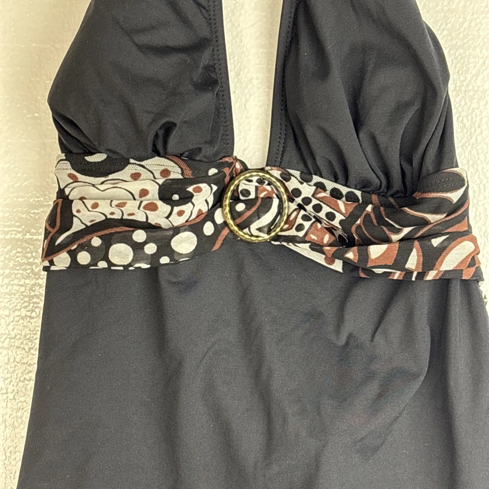 Tankini Top de colección traje de baño para mujer mediano negro marrón anillo de metal Babydoll Foto 2 de 4