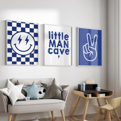 Little Man Cave Trendy Retro Wandkunst Spielzimmer Zuhause Kinder Schlafzimmer Poster 2318