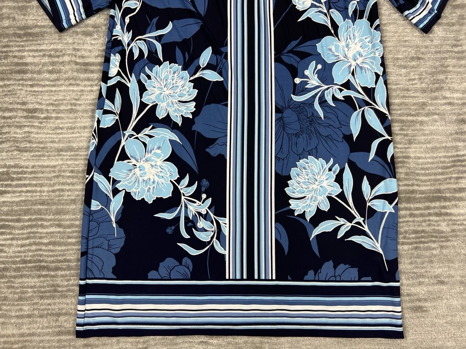 Sandra Darren Dress Womens Large Blue Floral Shortsleeve Casual - Imagem 3 de 4