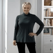 Susan Graver Womens 3X Modern Essentials Liquid Knit Turtleneck Gray Hi Low NWT