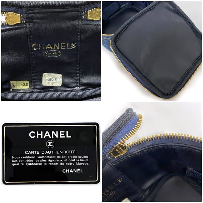 Chanel Handbag Vanity Bag Coco Mark A07058 Denim Canvas