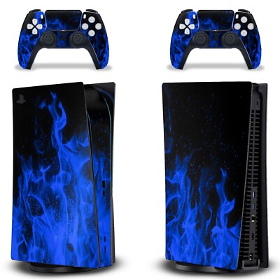 Skin Aufkleber Für PS5 PLAYSTATION 5 Digital Konsole + Controller Blueflame
