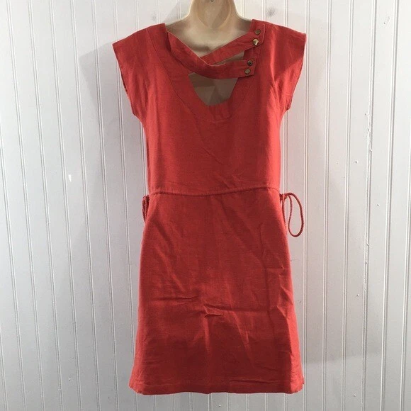 Lauren Moffatt 橙色蓝色刺绣换装连衣裙女式 0 真丝棉亚麻 — 第 4/4 张图片