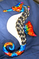 Seshorse Hand Sculpted & Painted Metal Beach Tropical & Nautical Wall Decor