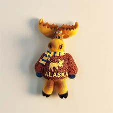 North America Alaska Moose Travel Souvenir 3D Resin Fridge Magnet Craft Gift