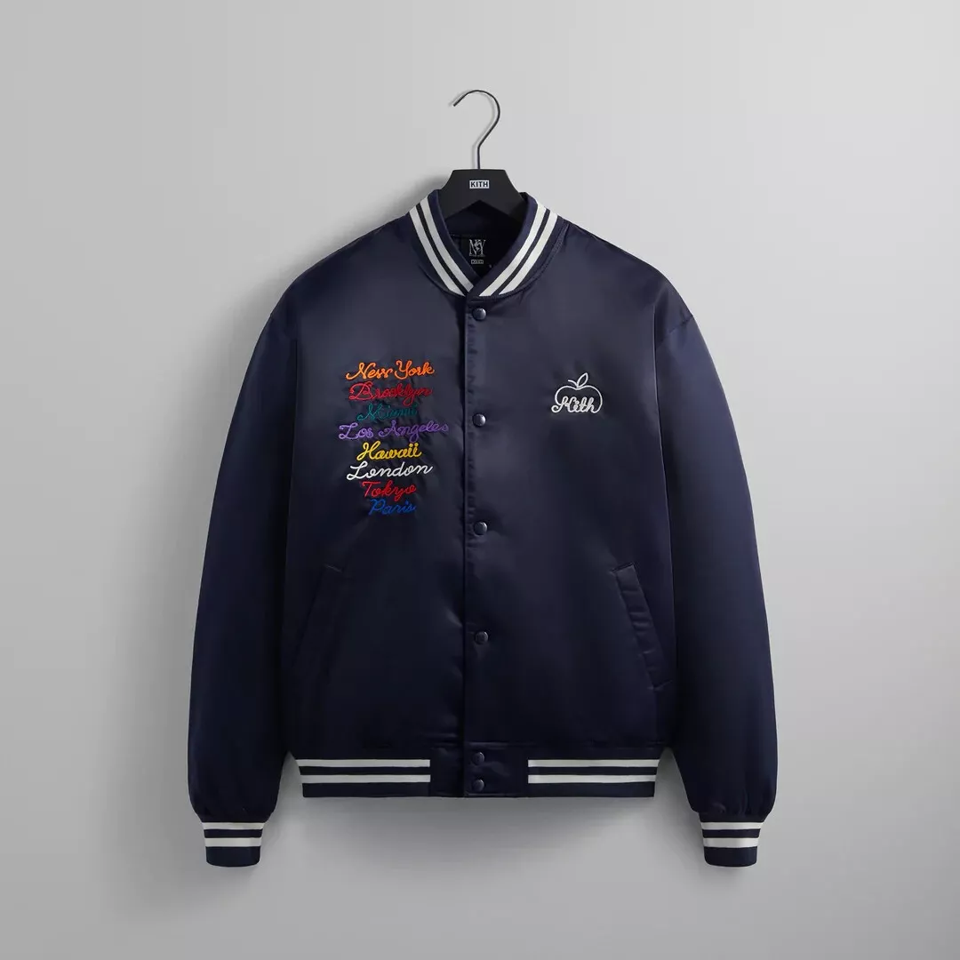 SIZE LARGE Kith New York to the World Satin Bomber Jacket MONDAY PROGRAM DS NEW