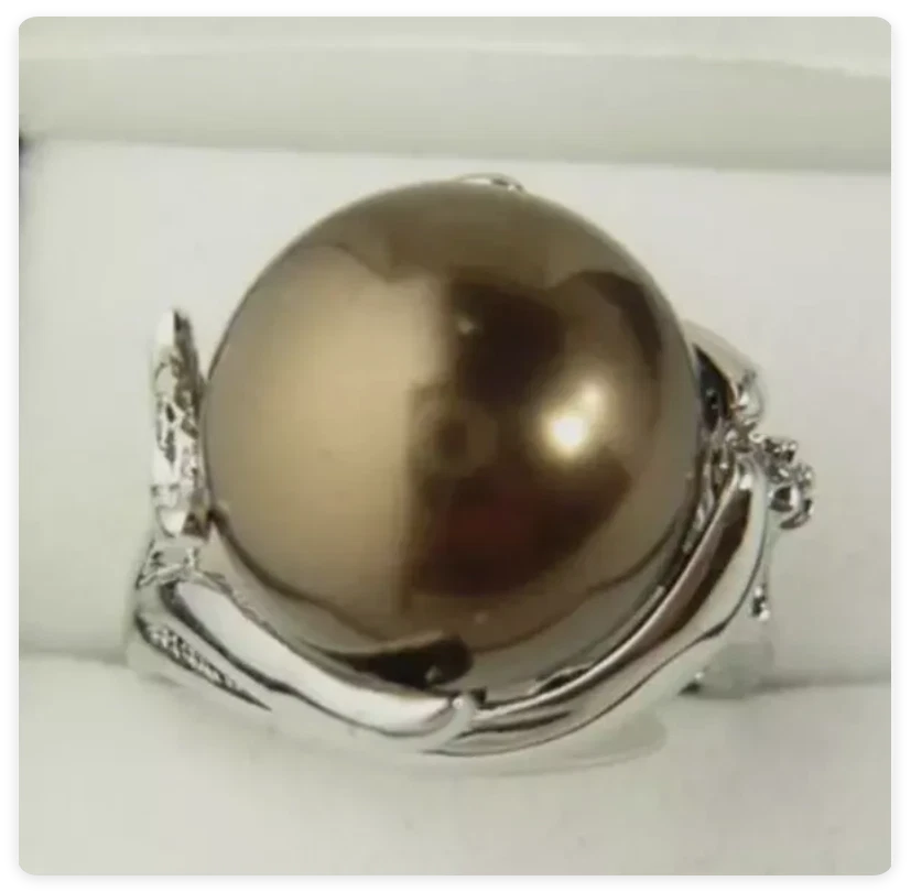 7 Цветов 14 мм Южное море круглый раковина жемчуг драгоценных камней ювелирных изделий кольцо размер AAA - Изображение 2 из 4