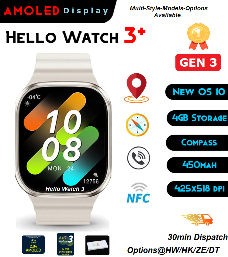 Smartwatch Hello Watch 3 PLUS GEN3 AMOLED 90hz 49mm 4GB Multi Options