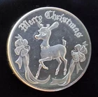 2001 Merry Christmas Rudolph Peace Bullion-999 Silver 1 Oz Ounce Art Round Coin