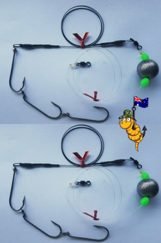 2x Complete ready to go Tailor & Surf rig, 3x 3/0 ganged hooks & sinker! - Picture 2 of 13