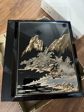 Japanese Vintage Retro Black/Gold Lacquer Mountains Photo Album For Pictures