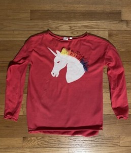 Gap Kids Red Long Sleeve Unicorn Sweater With Fringe Size XL - Preowned