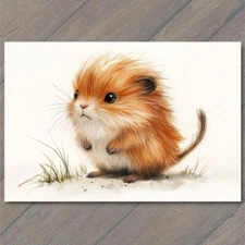 POSTCARD Cute Baby Animal Spiky Fur and Big Eyes Long Hair Adorable Fluffy Fun