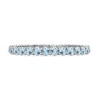 Full Eternity 2 MM Round Blue Topaz 925 Sterling Silver Stackable Women Ring