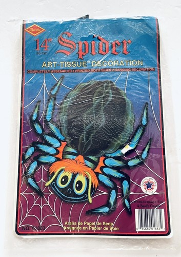 Carta tessuto vintage Halloween anni '70 - anni '80 carta mobile ragno fantasma NOS - Foto 7 di 7