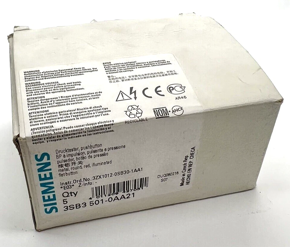 5PCS Siemens 3SB3501-0AA21-0PA0 / 3SB3 501-0AA21-0PA0 Drucktaster Rot NEU-OVP - Image 4 of 4