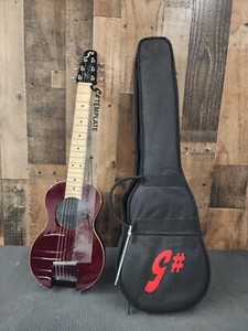 G-Sharp OF-1 Electric Travel Guitar (Wine Red, g# tuning, gig bag included)