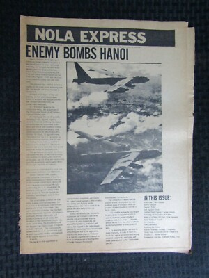 1972 NOLA EXPRESS New Orleans 24pg Newspaper #115 VG 4.0 Enemy Bombs Hanoi