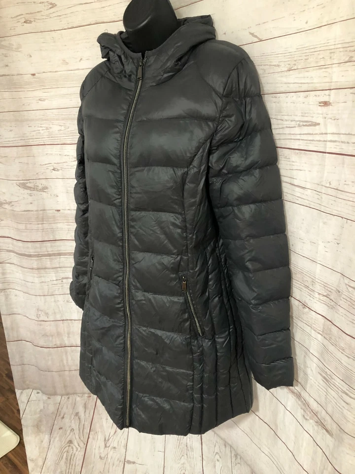 Chaqueta Abrigo Saks Fifth Avenue Azul Mujer Gris Plumón Puffer Talla M Foto 3 de 4