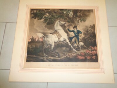Cheval Effraye Par La Foudre Horse Vernet Debucourt rare Aquatint