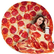 71" Pepperoni Pizza Blanket Adult Size Funny Flannel Throw Men's Gift