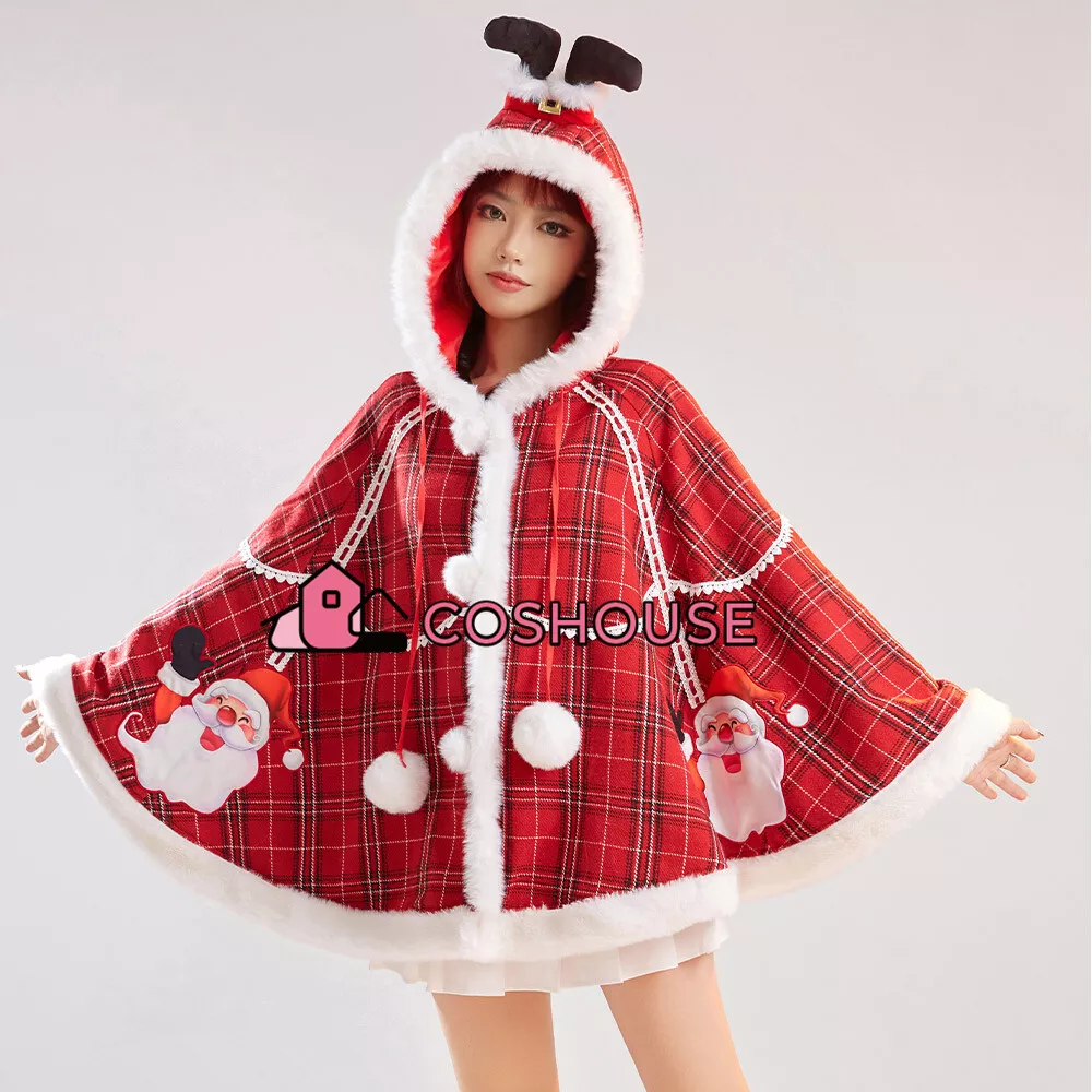 Red plaid shop cape coat
